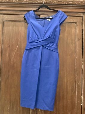 Sleek Royal Blue Midi Dress with Twist Waist
